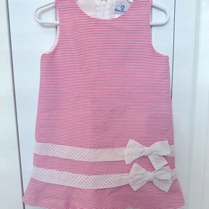 Florence Eiseman Pink and White Striped Dress with Bows Toddler Girls Size 3T